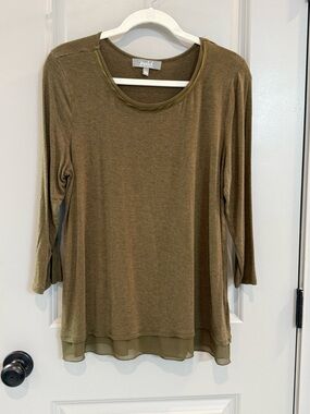 NIC+ZOE Olive Green Layered Hem Tunic